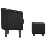 vidaXL Fotoliu tip cuvă cu taburet, negru, piele ecologică vidaXL Fotoliu tip cuvă cu taburet, negru, piele ecologică