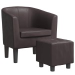 vidaXL Fotoliu tip cuvă cu taburet, maro, piele ecologică vidaXL Fotoliu tip cuvă cu taburet, maro, piele ecologică