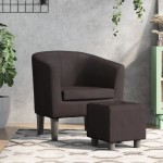vidaXL Fotoliu tip cuvă cu taburet, maro, piele ecologică vidaXL Fotoliu tip cuvă cu taburet, maro, piele ecologică