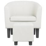 vidaXL Fotoliu tip cuvă cu taburet, alb, piele ecologică vidaXL Fotoliu tip cuvă cu taburet, alb, piele ecologică