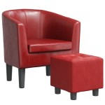 vidaXL Fotoliu tip cuvă cu taburet, roșu vin, piele ecologică vidaXL Fotoliu tip cuvă cu taburet, roșu vin, piele ecologică