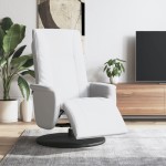 vidaXL Fotoliu rabatabil cu suport de picioare, alb, piele ecologică
