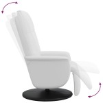 vidaXL Fotoliu rabatabil cu suport de picioare, alb, piele ecologică