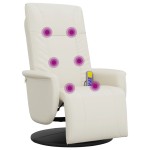 vidaXL Fotoliu masaj rabatabil suport picioare, crem, piele ecologică
