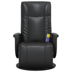 vidaXL Fotoliu de masaj rabatabil, cu taburet, negru, piele ecologică