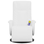 vidaXL Fotoliu de masaj rabatabil, cu taburet, alb, piele ecologică