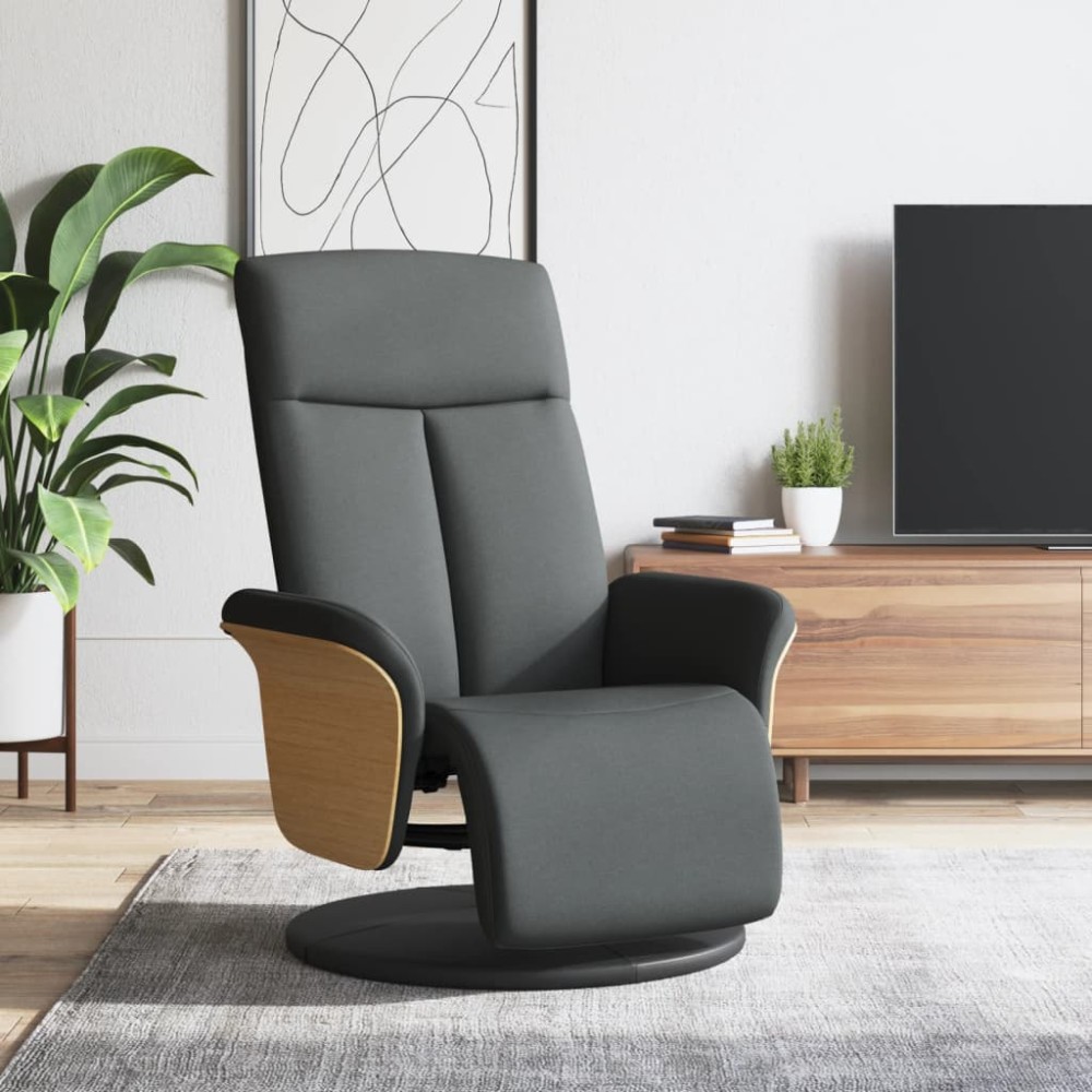 vidaXL Fotoliu rabatabil cu suport de picioare, gri închis, textil