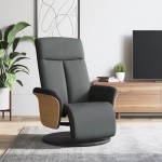 vidaXL Fotoliu rabatabil cu suport de picioare, gri închis, textil vidaXL Fotoliu rabatabil cu suport de picioare, gri închis, textil