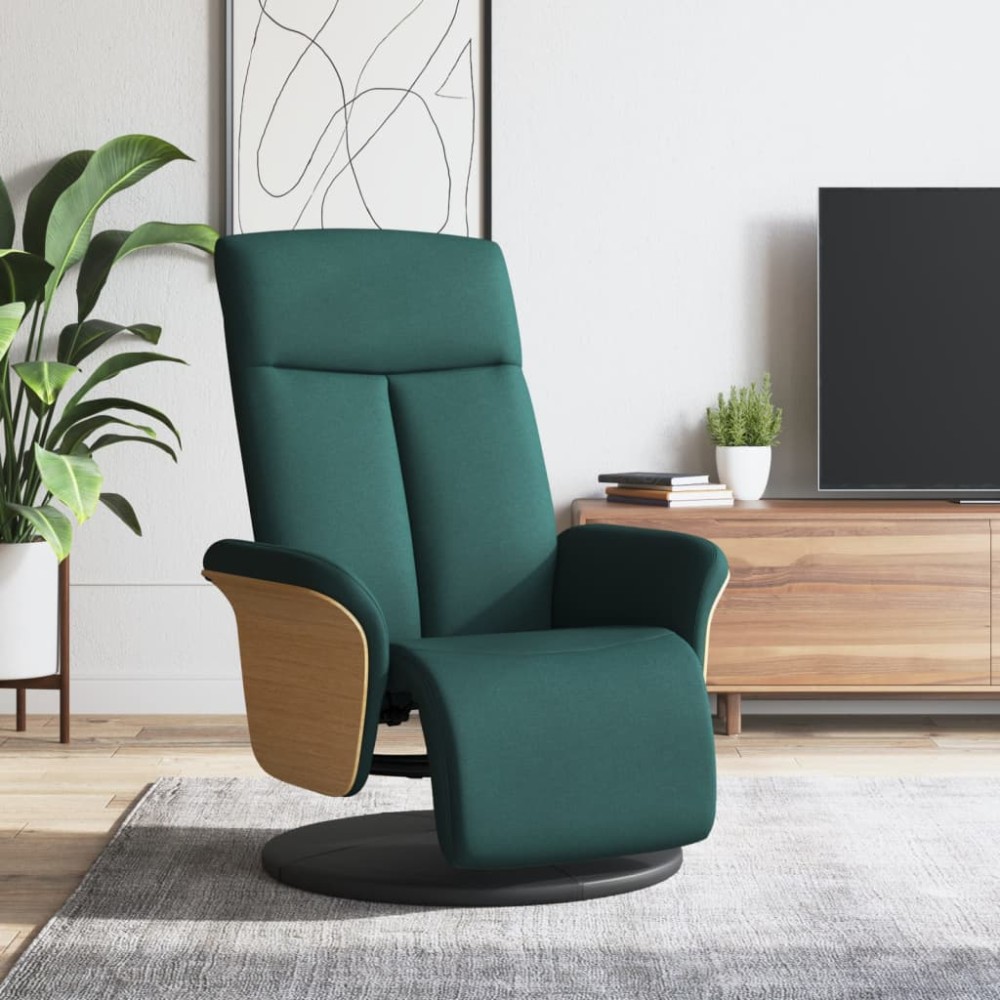 vidaXL Fotoliu rabatabil cu suport de picioare, verde închis, textil