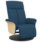 vidaXL Fotoliu rabatabil cu suport de picioare, albastru, textil