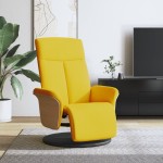 vidaXL Fotoliu rabatabil cu suport de picioare, galben deschis, textil vidaXL Fotoliu rabatabil cu suport de picioare, galben deschis, textil