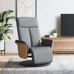 vidaXL Fotoliu rabatabil masaj cu suport picioare gri deschis textil vidaXL Fotoliu rabatabil masaj cu suport picioare gri deschis textil