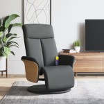 vidaXL Fotoliu masaj rabatabil cu suport picioare, gri închis, textil