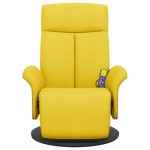 vidaXL Fotoliu masaj rabatabil, suport picioare, galben deschis textil