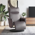 vidaXL Fotoliu rabatabil cu suport de picioare, gri, piele ecologică vidaXL Fotoliu rabatabil cu suport de picioare, gri, piele ecologică