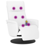 vidaXL Fotoliu de masaj rabatabil, cu taburet, alb, piele ecologică vidaXL Fotoliu de masaj rabatabil, cu taburet, alb, piele ecologică