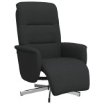 vidaXL Fotoliu rabatabil cu suport de picioare, negru, textil