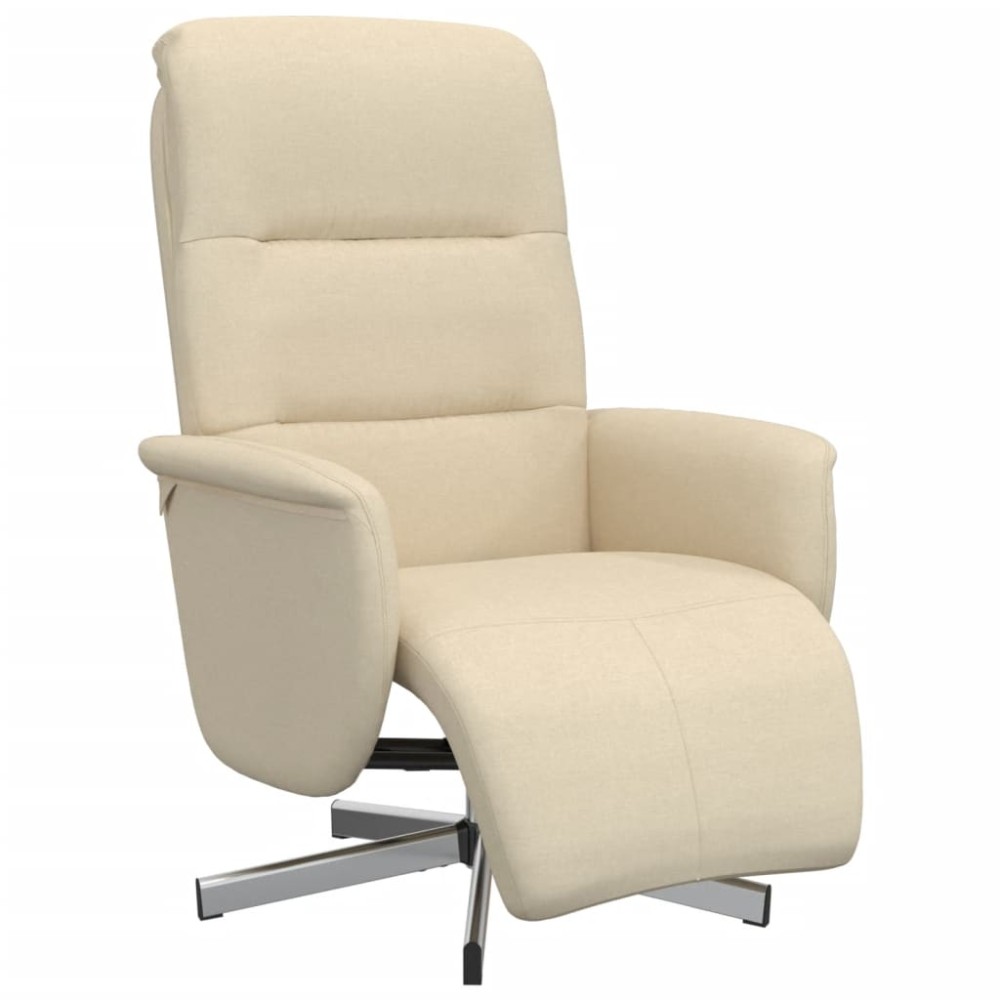 vidaXL Scaun rabatabil cu suport pentru picioare crem material textil
