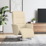 vidaXL Scaun rabatabil cu suport pentru picioare crem material textil vidaXL Scaun rabatabil cu suport pentru picioare crem material textil