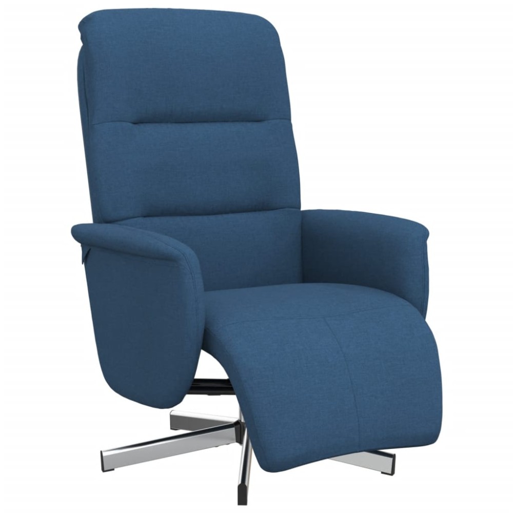 vidaXL Fotoliu rabatabil cu suport de picioare, albastru, textil