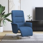 vidaXL Fotoliu rabatabil cu suport de picioare, albastru, textil