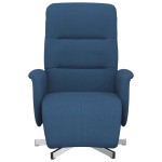vidaXL Fotoliu rabatabil cu suport de picioare, albastru, textil