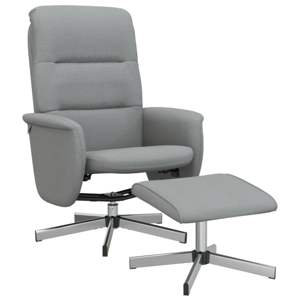 vidaXL Scaun de relaxare cu taburet, gri deschis, textil