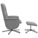 vidaXL Scaun de relaxare cu taburet, gri deschis, textil vidaXL Scaun de relaxare cu taburet, gri deschis, textil