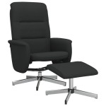 vidaXL Scaun extensibil cu taburet, negru, material textil