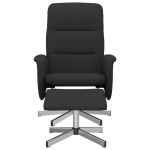 vidaXL Scaun extensibil cu taburet, negru, material textil