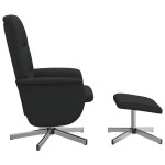vidaXL Scaun extensibil cu taburet, negru, material textil