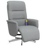vidaXL Fotoliu rabatabil masaj cu suport picioare gri deschis textil vidaXL Fotoliu rabatabil masaj cu suport picioare gri deschis textil