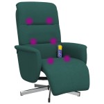 vidaXL Fotoliu masaj rabatabil cu suport picioare verde închis textil