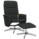 vidaXL Scaun rabatabil cu taburet, negru, material textil