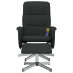 vidaXL Scaun rabatabil cu taburet, negru, material textil