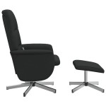 vidaXL Scaun rabatabil cu taburet, negru, material textil