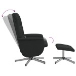 vidaXL Scaun rabatabil cu taburet, negru, material textil