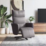 vidaXL Fotoliu rabatabil cu suport de picioare, gri, piele ecologică vidaXL Fotoliu rabatabil cu suport de picioare, gri, piele ecologică