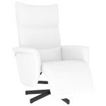 vidaXL Fotoliu rabatabil cu suport de picioare, alb, piele ecologică