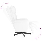 vidaXL Fotoliu rabatabil cu suport de picioare, alb, piele ecologică