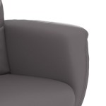 vidaXL Fotoliu rabatabil cu taburet, gri, piele ecologică