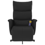 vidaXL Fotoliu de masaj rabatabil, cu taburet, negru, piele ecologică
