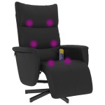 vidaXL Fotoliu de masaj rabatabil, cu taburet, negru, piele ecologică