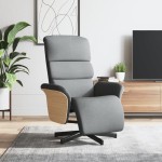 vidaXL Fotoliu rabatabil cu suport de picioare, gri deschis, textil vidaXL Fotoliu rabatabil cu suport de picioare, gri deschis, textil