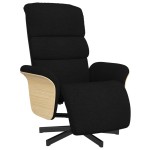 vidaXL Fotoliu rabatabil cu suport de picioare, negru, textil