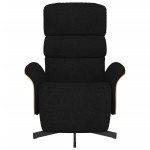 vidaXL Fotoliu rabatabil cu suport de picioare, negru, textil