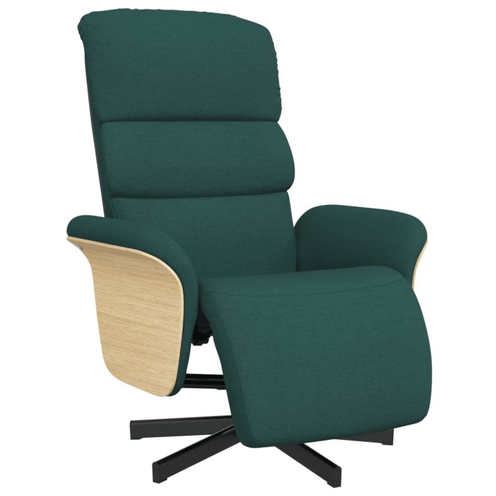 vidaXL Fotoliu rabatabil cu suport de picioare, verde închis, textil