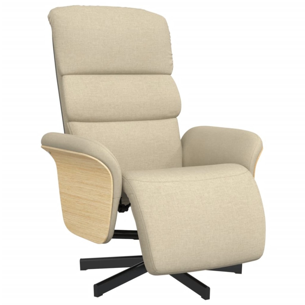 vidaXL Scaun rabatabil cu suport pentru picioare crem material textil