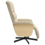 vidaXL Scaun rabatabil cu suport pentru picioare crem material textil