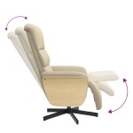 vidaXL Scaun rabatabil cu suport pentru picioare crem material textil
